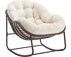 Rotan schommelstoel voor buiten, gestoffeerde schommelstoel met rugleuning voor entree, woonkamer, terras, tuin
