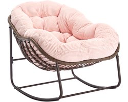 Rotan schommelstoel voor buiten, gestoffeerde schommelstoel met rugleuning voor entree, woonkamer, terras, tuin