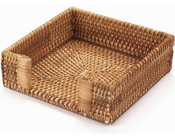 Rotan servethouder - vierkant - 75" x 75" x 2.5" - rieten servetlade - geweven gastendoekhouder - restaurant/keuken/badkamer - tafel - servetten