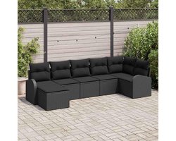 Rotan slaapbank met opbergruimte minimalistisch design 7 delig zwart