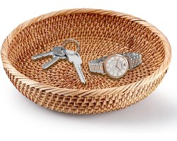 Rotan Sleutelmand - Ronde Dienblad - Entree Decoratie - Handgeweven Vakmanschap - 30 cm - Natuurlijke Kleur
