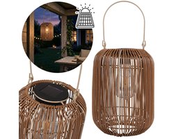 Rotan Solar Tafellamp voor buiten, Tafellamp, LED-Tuinlamp, Lantaarn Tuin, Buitenlamp voor terras/balkon 24 cm