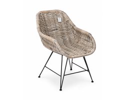 Rotan Stoel Lio - Relaxstoel metalen frame - Rotan tuinstoel - 57x57xH79 cm - Zithoogte 42 cm