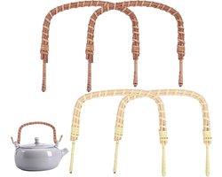 Rotan Theepot Handvat - Vervangbaar - 4 Stuks - Diverse Kleuren - 13 cm