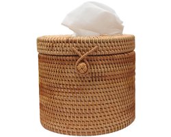 Rotan tissuehouder - stijlvolle woondecoratie - 1 stuk - natuurlijk materiaal - 5,9 Dia x 5,1 H