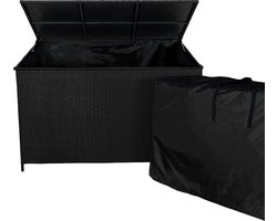 Rotan Tuin Opbergbox Kussenbox 582 L Zwart Grote Rattan Kist Hoes Buiten Terras