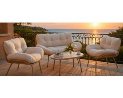 Rotan tuinmeubelset 4-delig loungeset voor 4 personen – sofa 138×77×78 cm – stoelen 75×77×78 cm – tafel 90×50×40 cm – wicker balkonset met dikke kussens, diepe zit & weerbestendig design – tuinset voor balkon, terras & tuin – Urbanhome