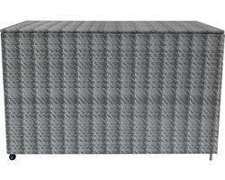 Rotan Tuinopslag | Grijs Box & Waterdichte Hoes met Voering | Groot Kussen Deken Gereedschap Speelgoed Meubelkist 996L Buiten Terras Stalen Frame Weerbestendig Gasveren Hefmechanisme Wielen