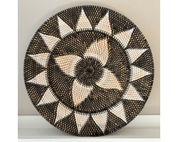 Rotan Wanddecoratie Rond Moah Ø50cm - Wandbord Bali - Muurdecoratie Woonkamer - Bohemian Wandschaal - Ibiza stijl - Boho