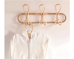 Rotan wandhaken, wandkapstok, wandhaak voor kinderkleding, hoeden en andere kledingstukken, 40*20 cm