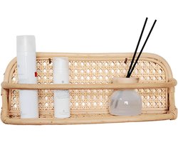 Rotan Wandrek - Hangplank - Opbergen en Decoreren - Handgemaakt Natuurlijk Materiaal - 40 x 11 x 16 cm - Houtkleur