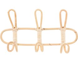 Rotan Wandrek - Kapstok Haken - Opbergen en Decoreren - Natuurlijke Landelijke Stijl - 39.5 cm - Khaki