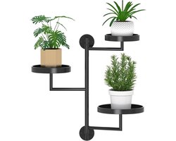Rotating Plant Shelves - 3 Tier Metal Plant Stand - 180 Degree Rotating Plant Stand - Wall Mounted - Floating Planter Shelf - Removable Plant Shelf voor Kleine Ruimtes