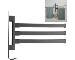 Rotating Wandbeugel voor Handdoeken - Grijze RVS Handdoekhouder voor Badkamer, Ideaal voor Handdoeken, Wasdoeken en Keukenhanddoeken