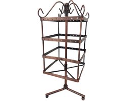 Roterend Sieradenhouder koper met 4 niveaus - Oorbellenrekje vierkant draaibaar - Roterende oorbellen display - Oorbellen Organizer