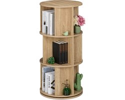 roterende boekenkast - 3 laags - 15 vakken - 104 x 50 cm - hout look