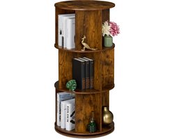roterende boekenkast - 3 laags -15 vakken - 104 x 50 cm - industrieel