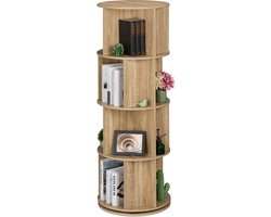 roterende boekenkast - 4 laags - 20 vakken - 137 x 50 cm - hout look