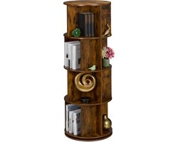roterende boekenkast - 4 laags - 20 vakken - 137 x 50 cm - industrieel