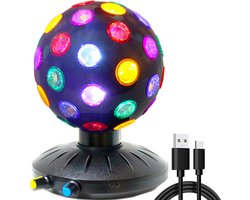 Roterende discobal LED-nachtlampje-projector 360° draaibaar Instelbare snelheid/helderheid Stressverlichting Dubbel gebruik voor feesten, verjaardagen, festivals, clubs en bars (USB/batterijvoeding)