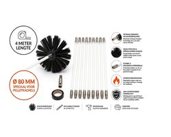 Roterende Schoorsteenveegset 80mm - 4 Meter