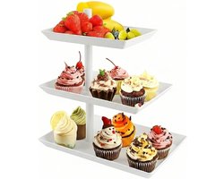 Roterende taartschaal met 3 etages, draaibaar en uittrekbaar, ideaal voor desserts, snacks en fruit op feestjes en bruiloften