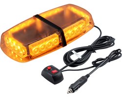 Roterende waarschuwingslamp - 24W oranje knipperlicht - Voorzien van 24 LED's - 7 knipperstanden - 12V/24V - Magnetisch - IP65 waterdicht - Kan worden aangesloten op een sigarettenaansteker - Krachtige stroboscoop - Noodwaarschuwing - Geel