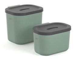 Rotho set bio-afvalbakken - kompostemmer - 2-delig (3,2 ltr + 6 ltr) - 100% gerecycled kunststof - Salsa -groen
