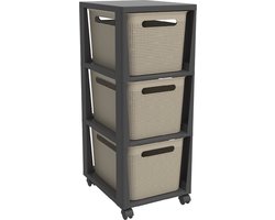Rotho Tower Brisen - design ladekast 3 x 16 L met wielen - Cappuccino