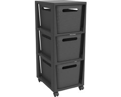 Rotho Tower Brisen - Ladekast 3 x 16L met wieltjes - Antraciet