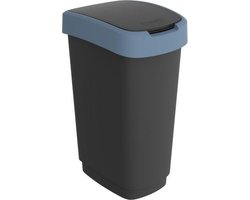 Rotho Twist - afvalbak - kunststof - 50 Liter - Blauw met zwart