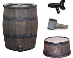 Roto 240 liter Bruin Voordeelset - Regenton - Complete Set - Voet - Vulautomaat - Kraan