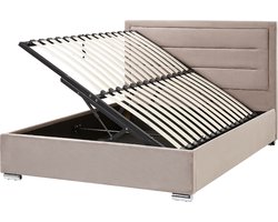 ROUEN - Bed met opbergruimte - Taupe - 140 x 200 cm - Fluweel