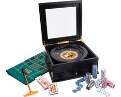 Roulette set compleet in zwarte luxe houten opberg kist