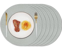 Round Placemats Insulation Braided Edge - Set of 6 34cm Grey - Dining/Kitchen Table Mats