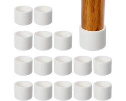 Round Rubber Chair Leg Caps Tips - 1-3/8 inch - 16 Pcs Plastic Furniture Leg Protectors - No Scratches - No Noise - voor Chair Leg Protect Hardwood Floor - Wit