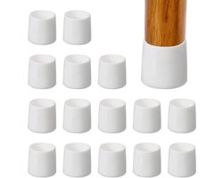 Round Rubber Chair Leg Caps Tips 3/4 inch - 16 Pcs Plastic Furniture Leg Protectors - No Scratches No Noise for Chair Leg Protect Hardwood Floor - White