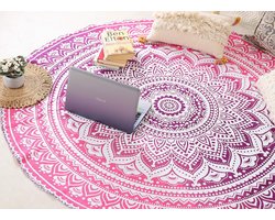 Round Tapestry with Tassel Wall Hanging Ombre Hippie Mandala Bohemian Hippie Elaborate Indian Tapestry Table Cloth 70 Inch Green