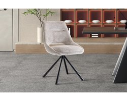 Rousseau Dante Eetkamerstoel – Beige – Stoffen Kuipstoel – Zwarte Metalen Spinpoot – 51 x 60 x 85,5 cm – 1 stuk