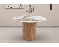 Rousseau Evoria – Uitschuifbare Eettafel – 120-160-200 x 120 cm – marmerlook goudbruin