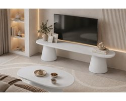 Rousseau Tavira TV-meubel – 160 x 45 x 40 H cm – Cement Ecru – Betonlook