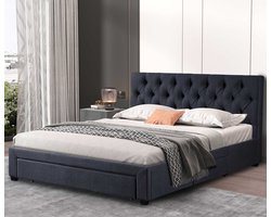 Rousseau - Tweepersoonsbed Siena met lattenbodem en opbergruimte | antraciet - 160x200 - Antraciet