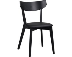 Rowico Home Ami Eetkamerstoel Zwart Eikenhout - Met Zwart Zitkussen - Kunstleer - Houten Eetkamerstoel - Scandinavisch - Design