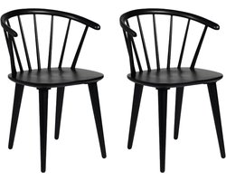 Rowico Home Carmen Houten Spijlenstoel Zwart - Hout - Scandinavisch - Set van 2 Eetkamerstoelen