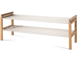 Rowico Home Confetti Schoenenrek Naturel - Eiken - Houten Schoenenkast - Open - 8 Paar Schoenen - Hal - 100 x 30 x 40 cm