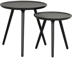 Rowico Home Daisy Bijzettafels Set van 2 - Hout - Rond - Tafeltjes voor Woonkamer - Scandinavisch - Zwart