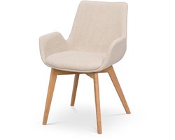 Rowico Home Drimsdale Eetkamerstoel Beige - Eiken Onderstel - Stof - Houten Poten - Scandinavisch - Comfortabel