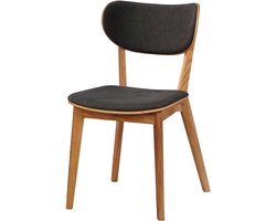 Rowico Home Kato Eikenhouten Eetkamerstoel Naturel - Met Grijze Zitting - Hout - Stof - Scandinavisch