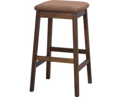 Rowico Home Livermore Barkruk Donkerbruin - Hout - Barkruk zonder Rugleuning - Zonder Armleuning - Rond - Voor Kookeiland - 68 cm