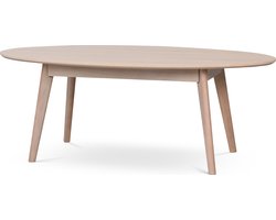 Rowico Home Yumi Ovale Salontafel Whitewash - Hout - Scandinavisch - Retro - Organische Vorm - Tafeltje - Woonkamer - 130 x 65 x 48 cm